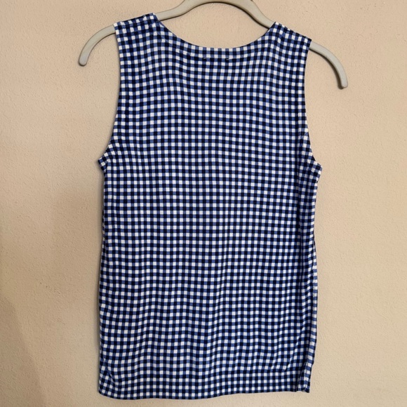 Talbots Cardigan Sweater Top 2 Pc SET Petite P 3/4 Sleeves Blue White Checkered - Picture 5 of 13